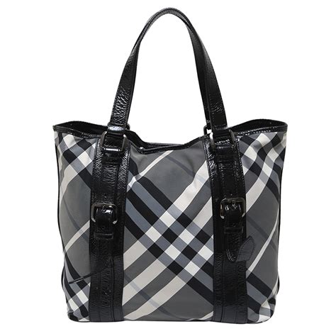 BURBERRY Nylon Beat Check Victoria Tote Black